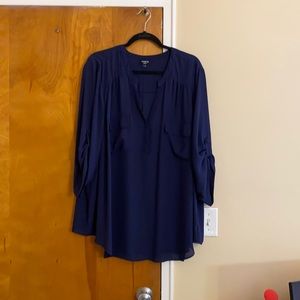 NAVY GEORGETTE PULLOVER BLOUSE